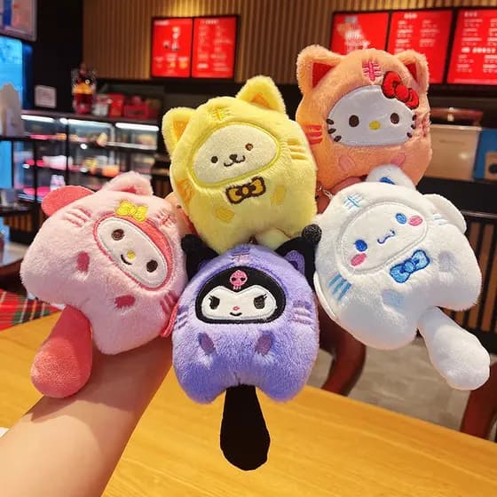 Chaveiro Sanrio Plush De Pelúcia Decoração De Sala Fofinha Pingente Kuromi Pochacco Cinnamoroll Kids Doll Toy