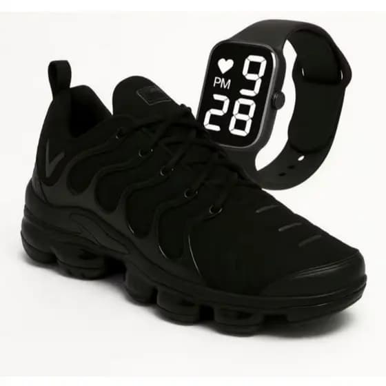 Tênis Masculino Casual Estiloso de Confortável Super Top Leve Macio Promocao Na Moda Envio Ja Ideal Dia a Dia + Relogio