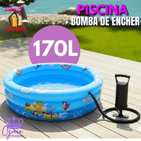 Piscina Infantil Inflável Menino 170 Litros + Bomba De Encher