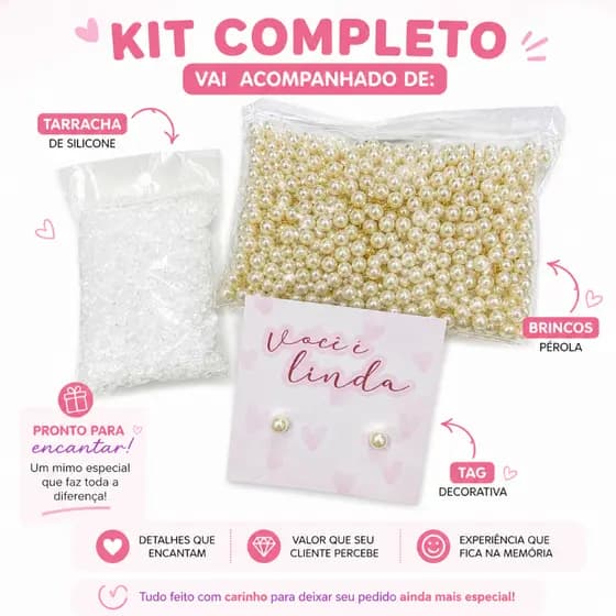 30 pares de Brinco perola com Tag personalizado Mimo Cliente