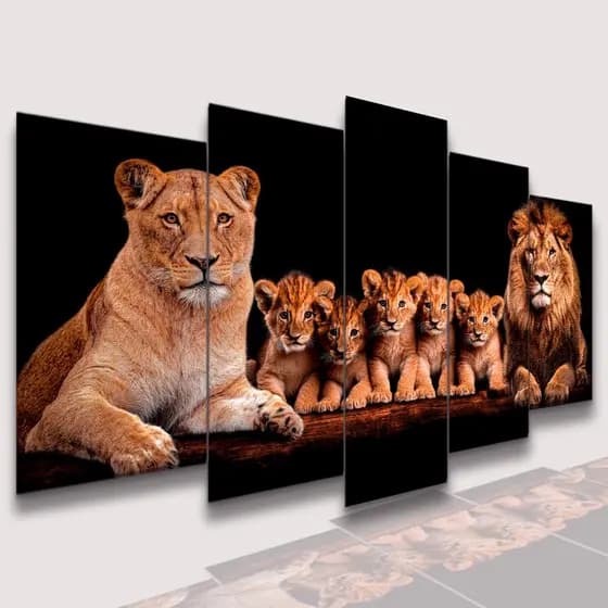 Conjunto Quadro Decorativo Mosaico Jesus Cristo Leão de Juda e Leoa Frase Motivacional Kit de Quadros Decorativos Conjunto Kit de Quadros Decorativos para Parede Sala e Quarto PVC Decoração para Sala de Jantar Quarto Casal