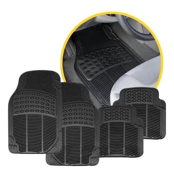 Jogo De Tapetes Automotivos Universal Para Carro Borracha Grossa Preto esportivo
