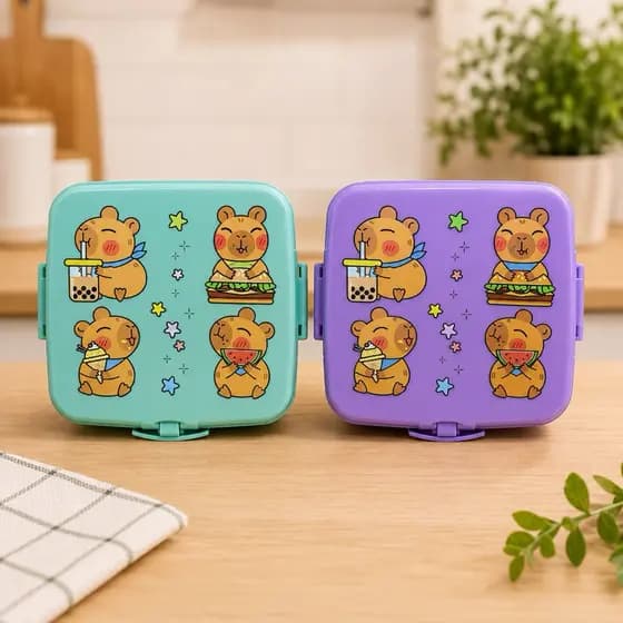 Marmita Infantil com Divisórias e Travas de Segurança Lancheira Escolar Livre BPA Porta Lanche Reutilizável Resistente