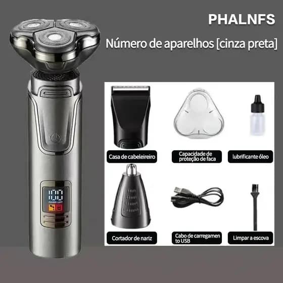 barbeador elétrico Limpeza da barba dos homens cabeça de faca tripla 9D Cabeças flutuantes Limpeza total