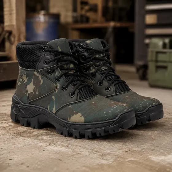 Coturno Masculino Camuflado Tático Militar Solado Tratorado