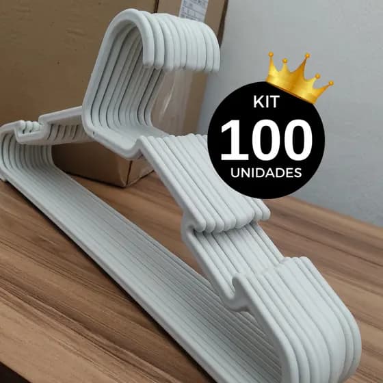Kit 100 cabide adulto Branco para roupas atacado reforçado resistente barato 100 unidades CABIDE BRANCO