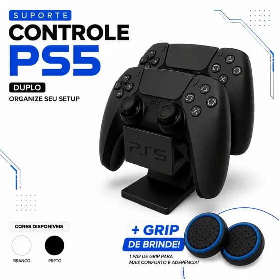 Suporte Base de Mesa Para Controle PS5 PS4 Dualshock + Grip