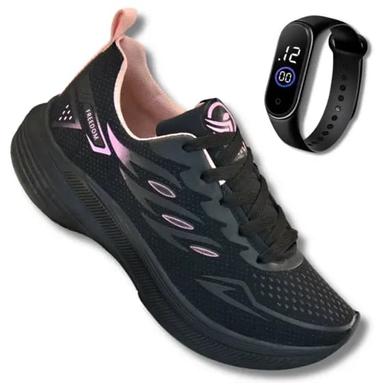 Tenis Feminino Casual Esportivo Trabalho +Relogio