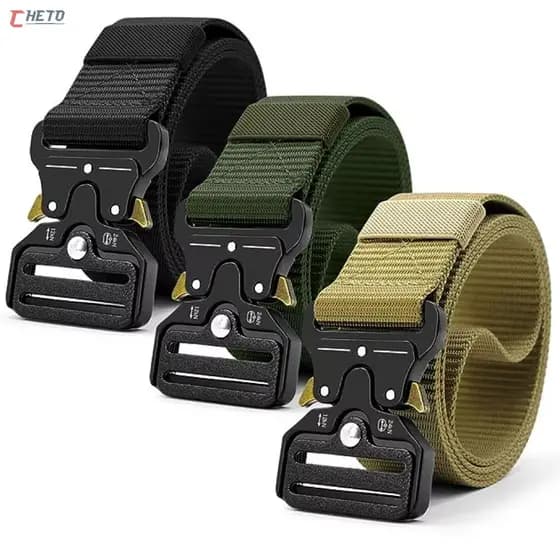 Moda Cinto Largo Masculino Nylon Fivela Liga de Zinco e Engate Rápido