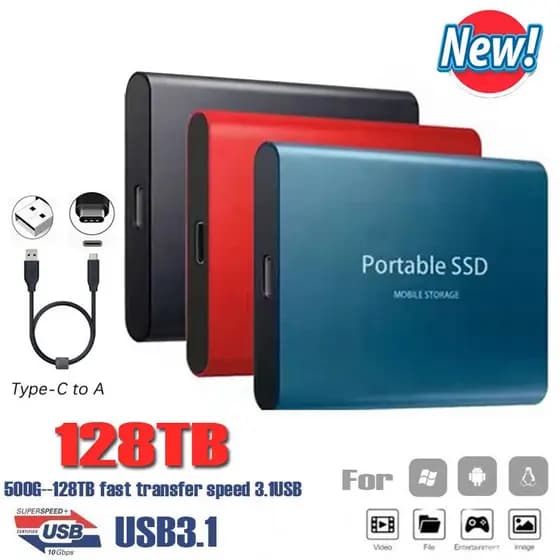 Disco Rígido Externo HD 128TB 60TB 30TB 16TB Portátil SSD 8TB 4TB USB 3.0 Tipo-C Interface De Alta Qualidade