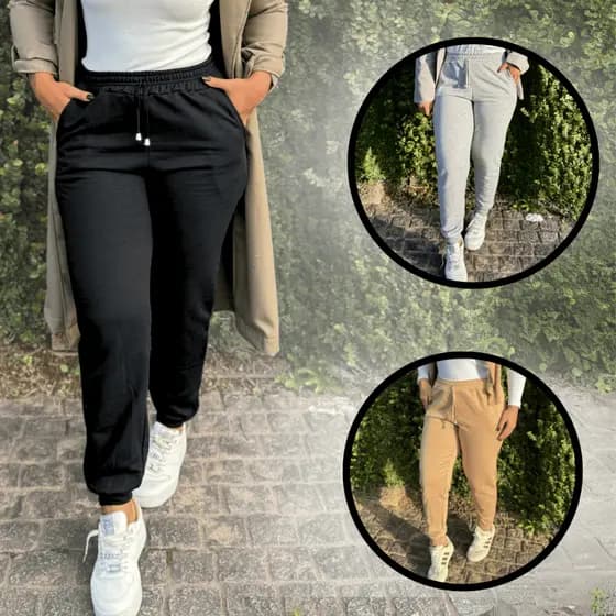 Kit 2 Calças Moletom Feminina Tecido Peluciado Grosso Confortável
