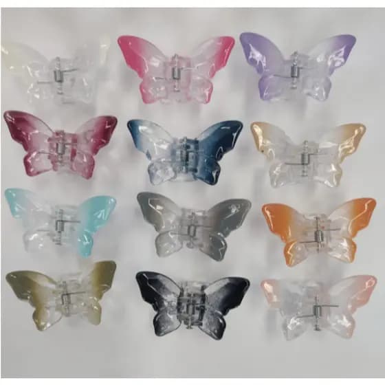 Kit com 3 Presilhas Piranha Borboleta pequena – 4 cm
