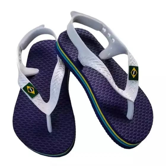 Chinelo Sandália Infantil Do Brasil Azul e Branco Três Filetes Menino Menina Juvenil