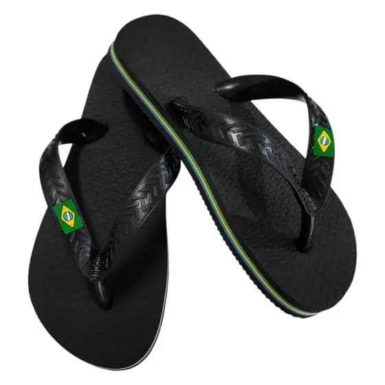 Chinelo Infantil Do Brasil Preto Três Filetes Tradicional Menino Menina Juvenil