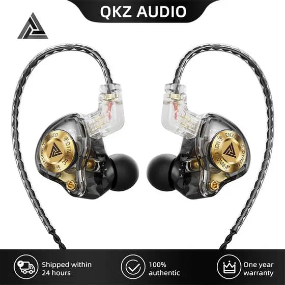Fone de ouvido profissional QKZ enzo pro original com cabo conectável para música de palco com mic