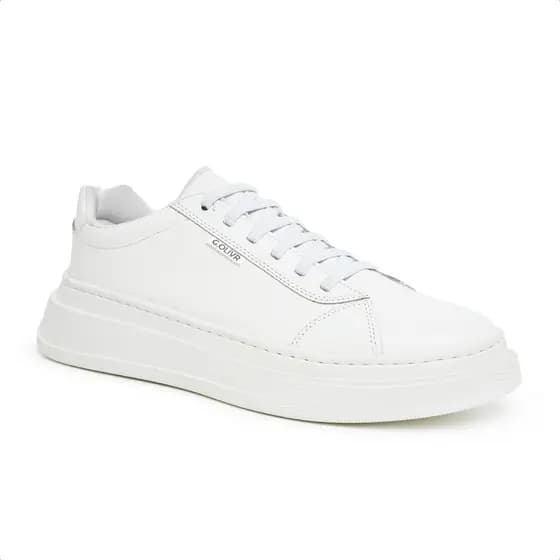Tênis Casual Original Ajuste Palmilha Gel Elástico Couro Sola Alta Costurada