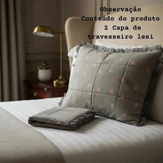 Par Porta Travesseiro de Lesi com zíper ( 2 unidades)Obs: variações no matelado