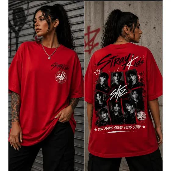 Camiseta Stray Kids Estampa Costas Grande Streetwear