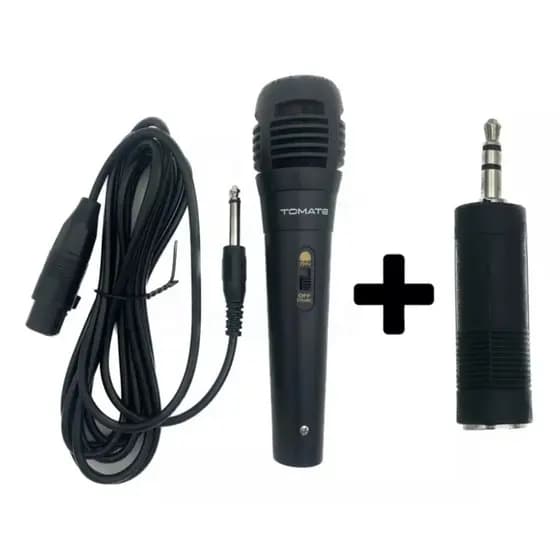 Microfones Qualidade Profissional Unidirecionais, Microfone Alta fidelidade de Voz Karaoke + Adaptador P2