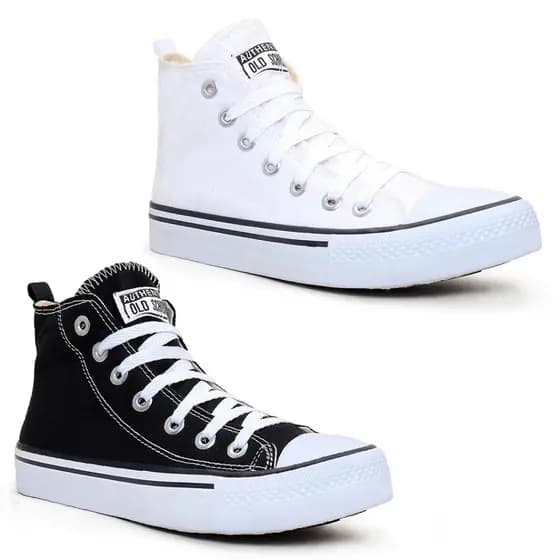 Kit 2 Pares Feminino Tenis All Kalum Bota Cano Alto