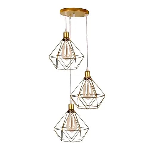 kit 3 pendente Aramado triplo Dourado