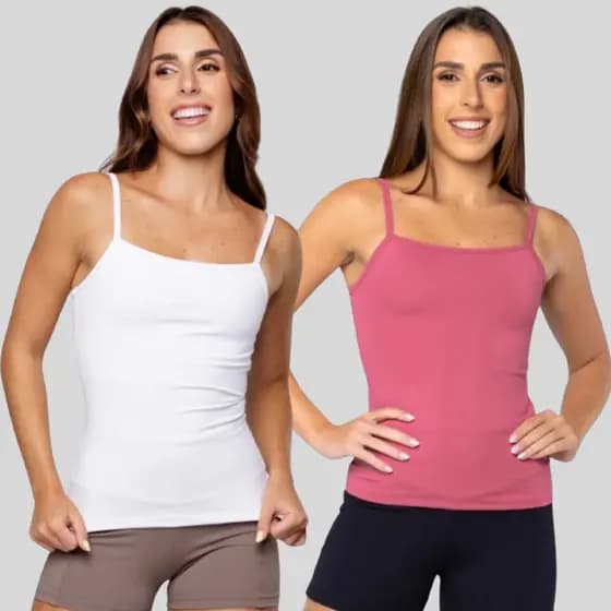 Kit 2 Camisetas Feminina Slim Fitness Com Forro em Poliamida Cores On The Rise Verao Inverno