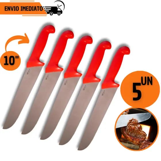 Conjunto 5 Faca Profissional 10" Desossar Corte Afiado Aço Inox Açougue Premium Chef Churrasco