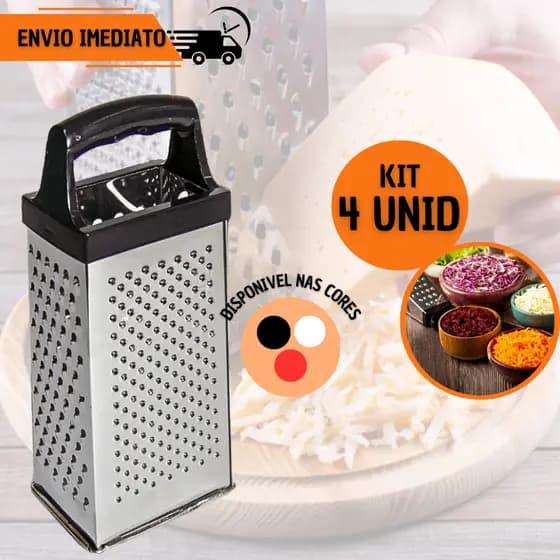 Ralador 4 Faces Kit 4 ou 2 peças em Aço Inox Cozinha Verdura Legumes Queijo Multiuso Ralinho
