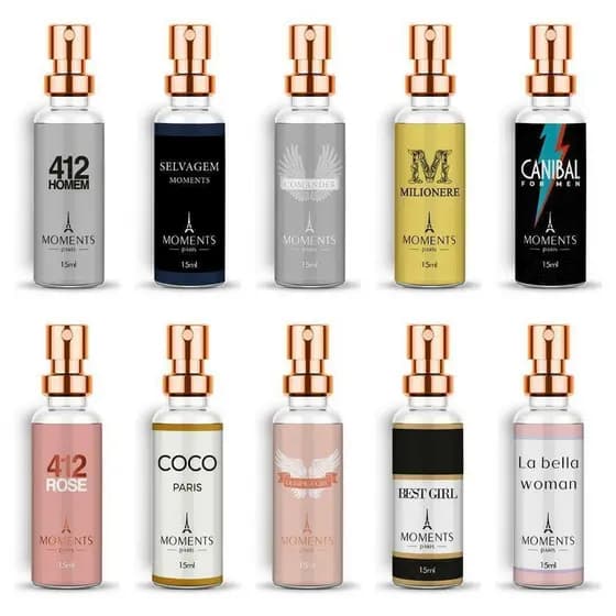 MOMENTS PARIS MINI PERFUME DE BOLSO MASCULINO/ FEMININO 15ml INSPIRAÇÃO DOS IMPORTADOS ALTA FIXAÇÃO