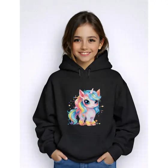 Moletom Infantil Feminino Unicórnio Tendência Super Confortável