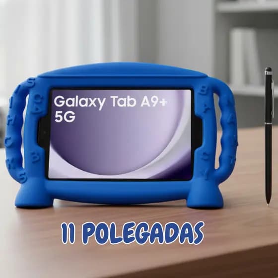 kit 2 em 1 Capinha Infantil com Alça para Com Samsung Galaxy A9+ De 11 Polegadas + Caneta Touch - Capa Varias Cores