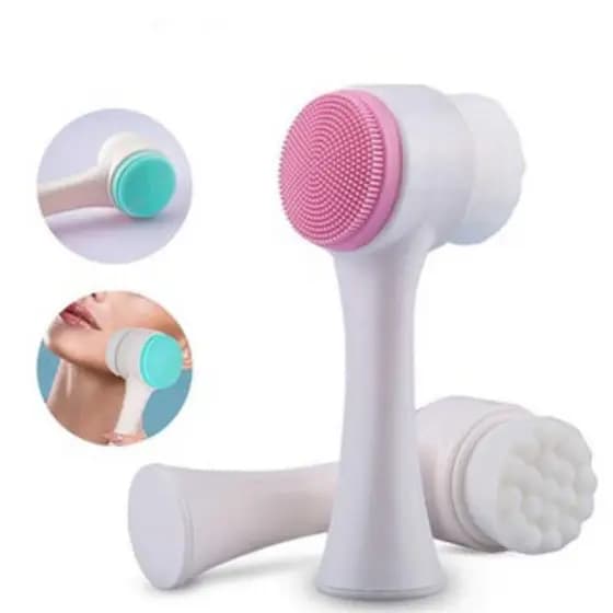 Limpeza Escova Facial 2 Em 1 Aparelho Massagem Esponja Cerdas Macias Dupla Face Escova De Limpeza De Cravos