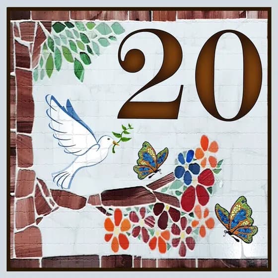 Numero azulejo tipo mosaico