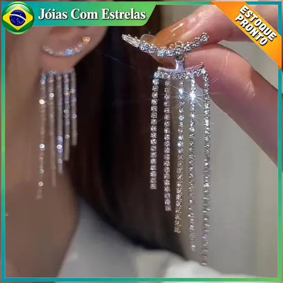 Cristal Borla Brincos Longos Elegante Strass Balançar Brincos De Diamante Acessórios De Jóias Para O Sexo Feminino