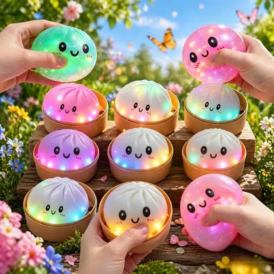 Não-Tóxico TPR LED Glitter Bolinho Mole 8.5cm Estiramento Lento Squeeze Fidget Seguro Sensorial Jogar Brinquedo Para Cri