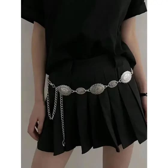 Cinto de corrente design retro acessórios vestido versátil 2024 novo verão antigo cinto de prata high-end
