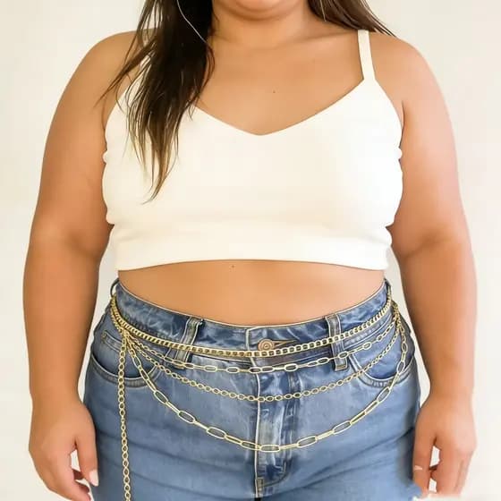Cintos Feminino Com 4 Corrente nomal/plus size dourado e prata De Metal importado 2026