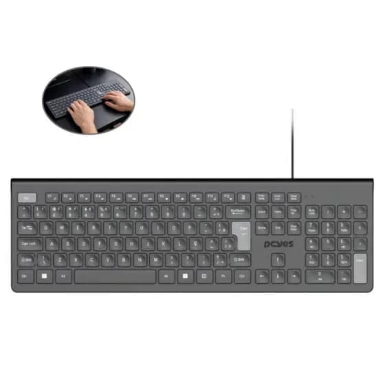Teclado Keyboard PC Computador Escritório Clean Usb Soft Com Multimidia Cabo 2 Metros Abnt2 Preto