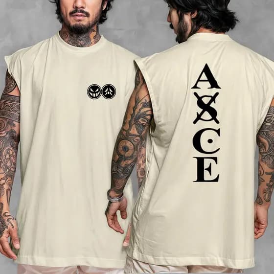 Camiseta Regata Oversized Streetwear Estampada One Piece ASCE Em Algodão