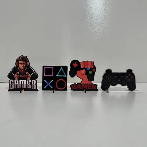 Kit 4 Displays de Mesa Gamer - Video Game, Gamer, Totem, Decoração de mesa