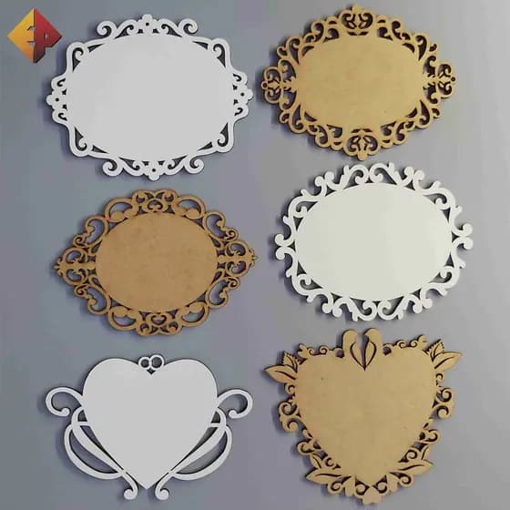 Molduras em MDF Cru e Branco 3mm Diversos Modelos - Quadros Decorativos, Decoração, Moldura, Enfeite, Quadro