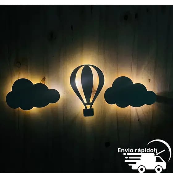 Luminária de Parede Kit Balão Mágico LED Decorativo para Quarto Infantil