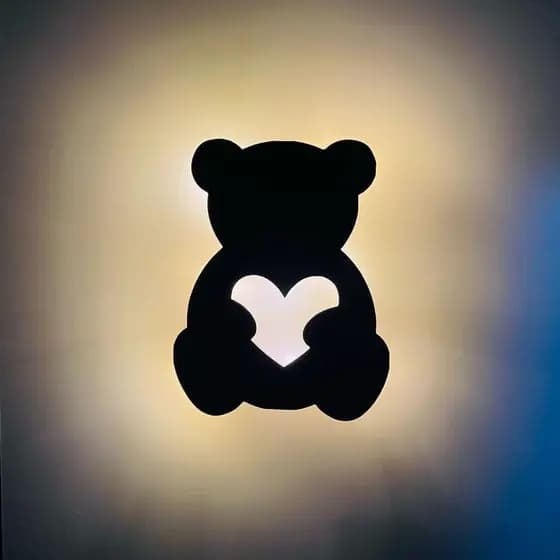 Abajur Urso LED Sem Fio Luminária Coração Luminoso para Quarto