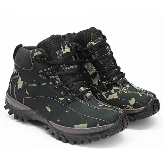 Bota Coturno camuflada Super Confortável Cadarço