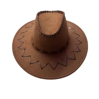 Chapéu De Cowboy Feminino / Masculino De Camurça Com Aba Larga