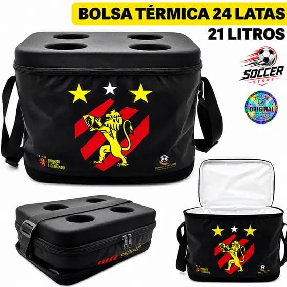 Bolsa Térmica Sport Recife 24 Latas Gelo Porta Copo Impermeável 21L Cooler Térmico Presente Futebol