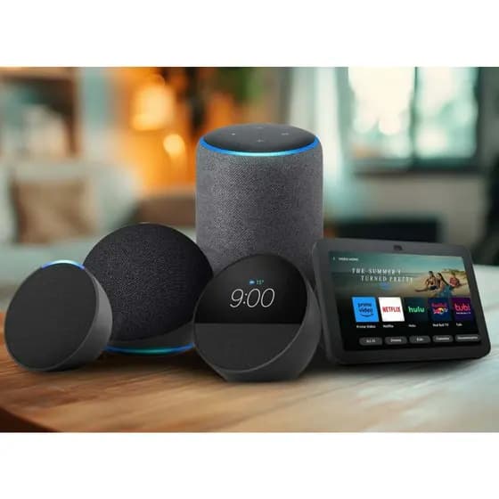 Alexa Assistente virtual da Amazon com comando voz toca musica controla dispositivo casa inteligente