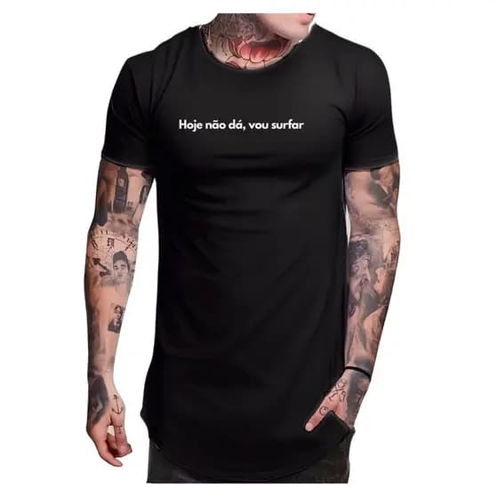 Camiseta Longline Frase Hoje não dá vou surfar Criativa