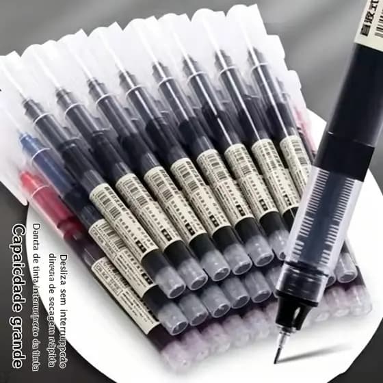 Kit de 2/4/8/12/24 peças Caneta De Rollerball Secagem Rápida Gel C/ Grande Capacidade ponta fina 0,5mm