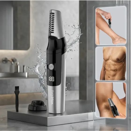 Depilador Elétrico À Prova D'água Aparador De Pelos Do Corpo E Rosto Display Digital USB